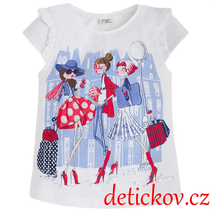 Mayoral mini girl tričko ,,Shopping,, červený potisk