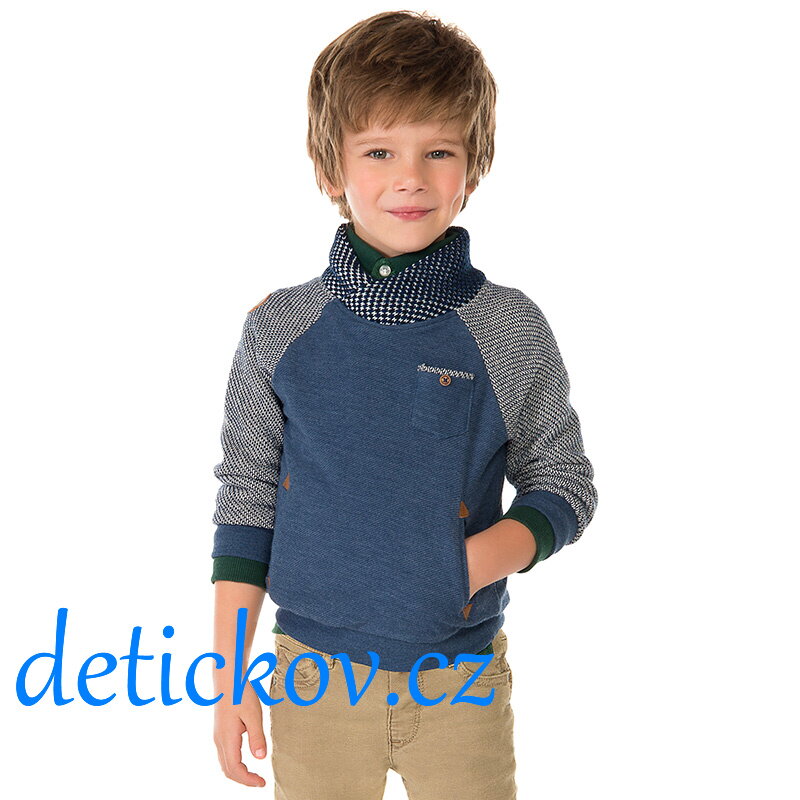 Mayoral mini boy modrá mikina se šálovým límcem Mayoral mini boy modrá mikina se šálovým límcem