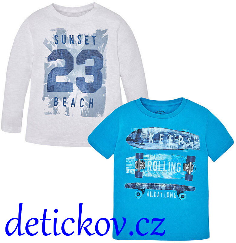 Mayoral mini boy set 2 ks tričko ,,Beach,, tyrkys